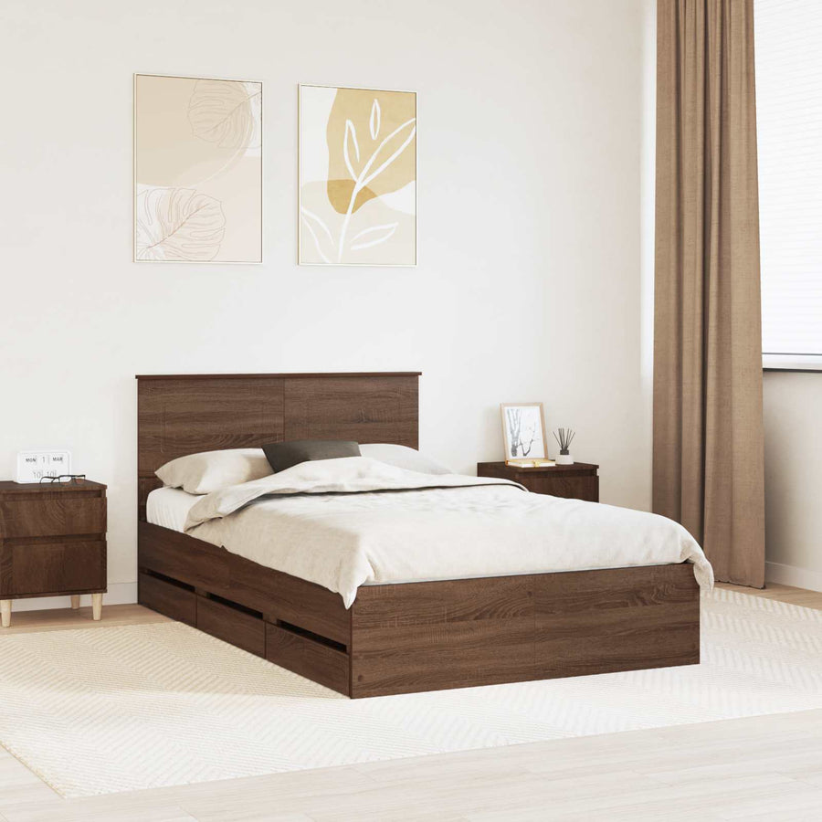 Bedframe met lade Bruin Eiken 120 x 190 cm Ingenieurshout