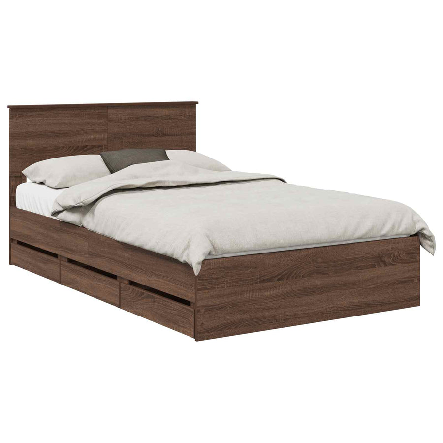 Bedframe met lade Bruin Eiken 120 x 190 cm Ingenieurshout