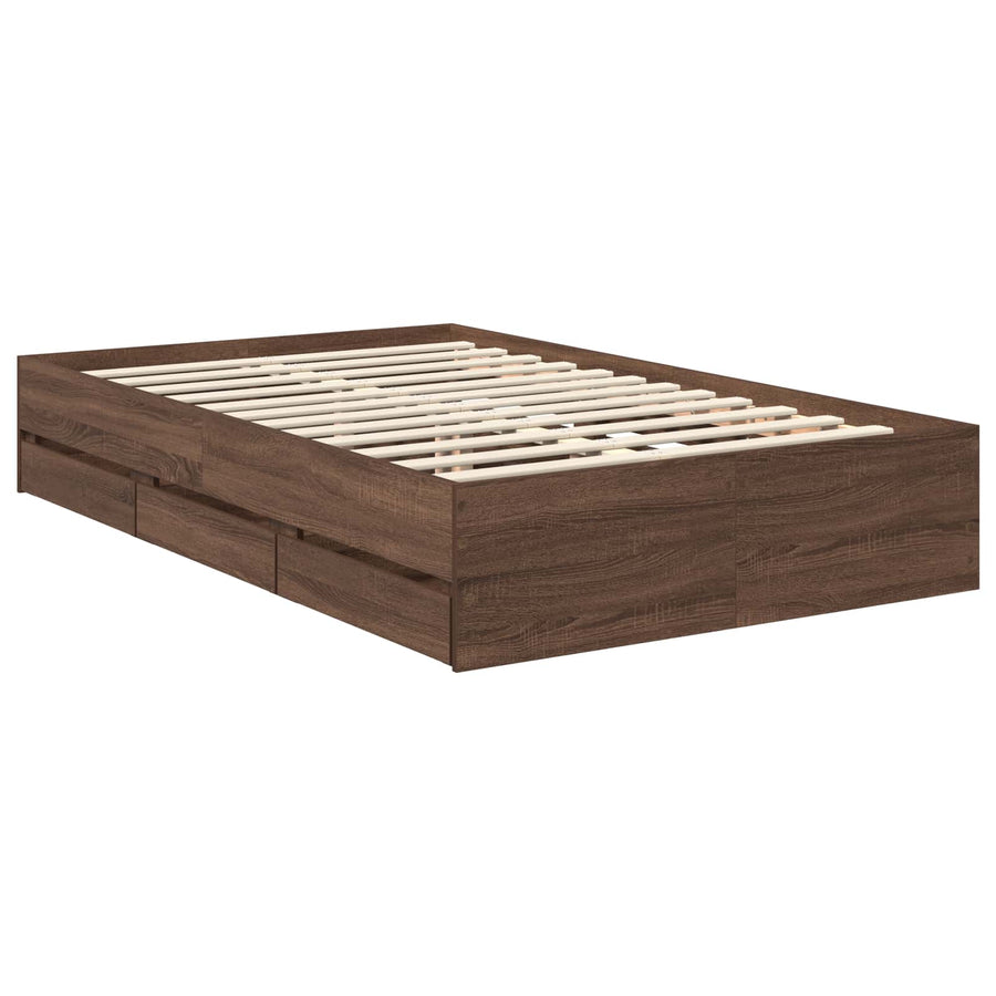 Bedframe met lade Bruin Eiken 120 x 190 cm Ingenieurshout