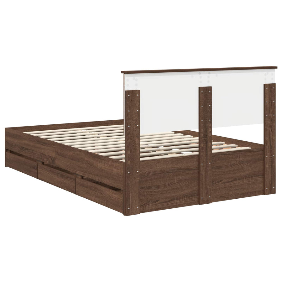 Bedframe met lade Bruin Eiken 120 x 190 cm Ingenieurshout