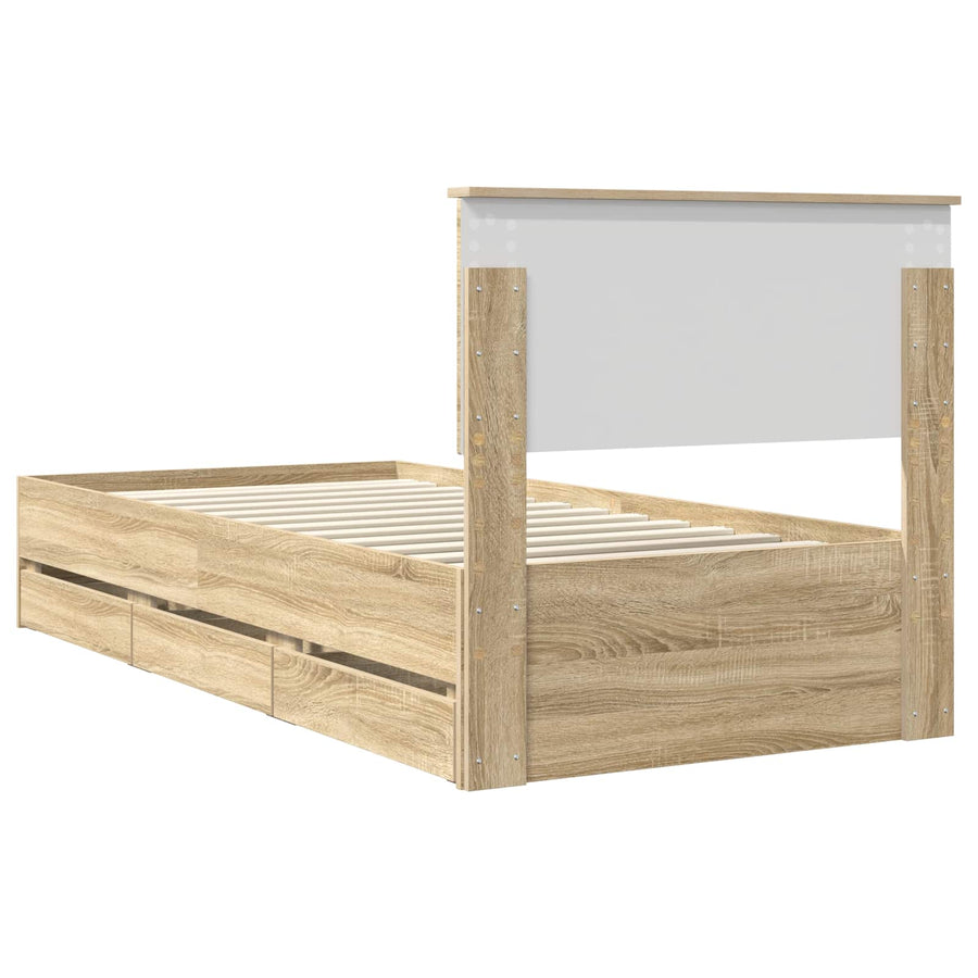 Bedframe met lade Sonoma Eiken 100 x 200 cm Ingenieurshout