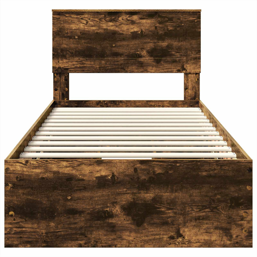 Bedframe met lade Gerookt eiken 100 x 200 cm Ingenieurshout