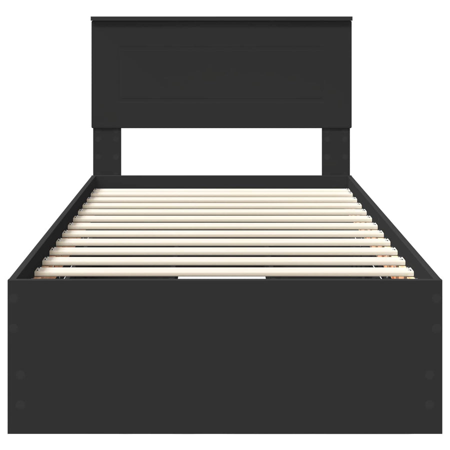 Bedframe met lade met opslag Zwart 90 x 190 cm Ingenieurshout