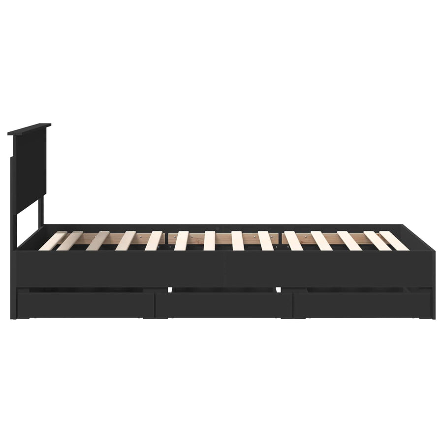 Bedframe met lade met opslag Zwart 90 x 190 cm Ingenieurshout