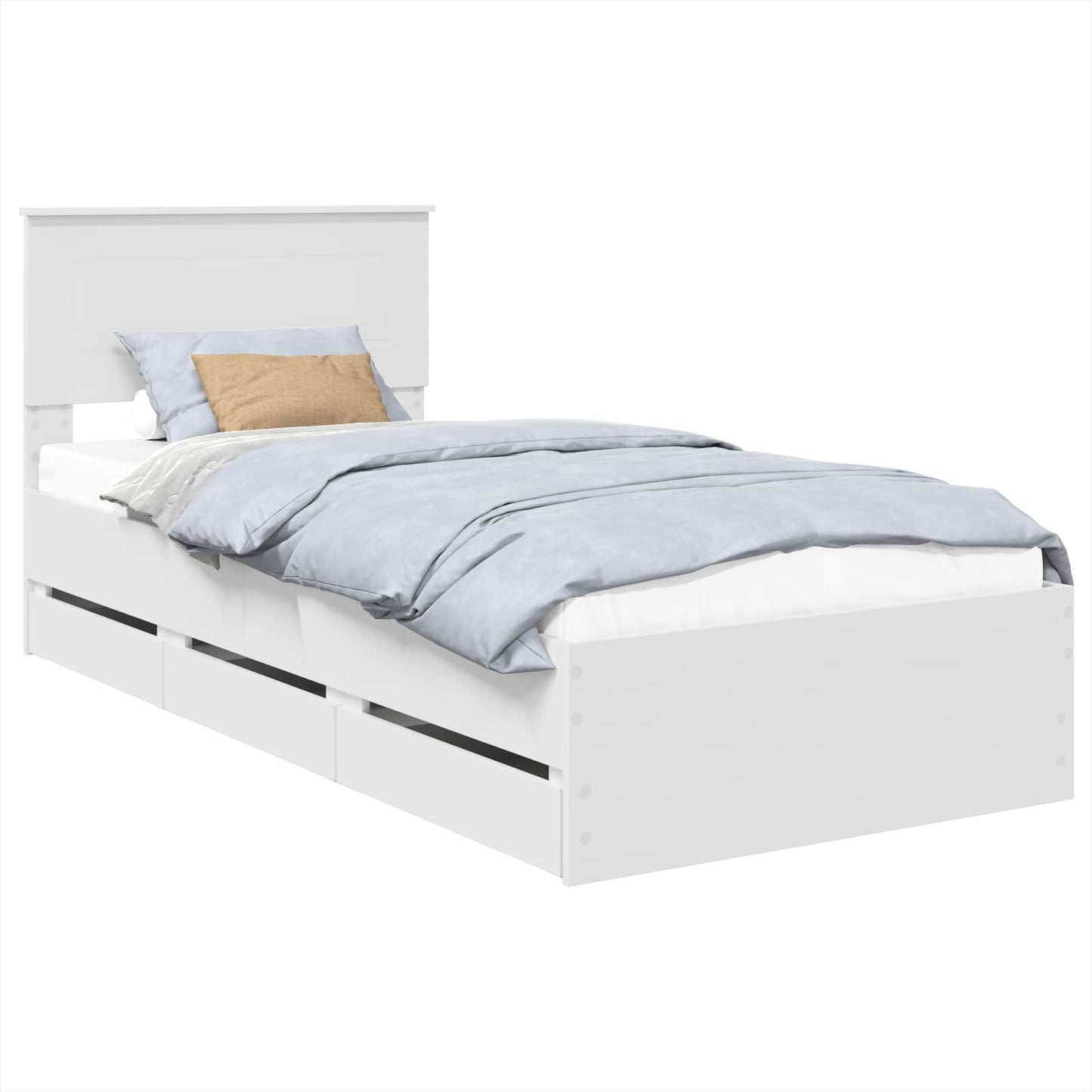 Bedframe met lade met hoofdeinde Wit 90 x 200 cm Ingenieurshout