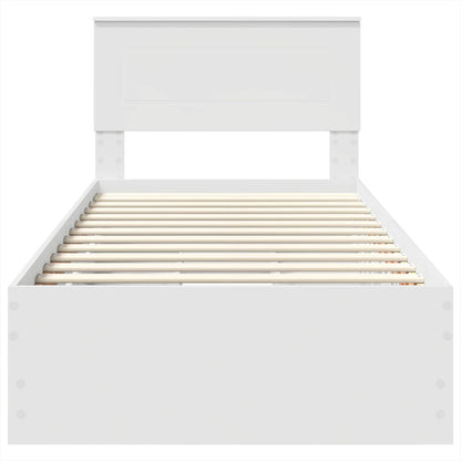 Bedframe met lade met hoofdeinde Wit 90 x 200 cm Ingenieurshout