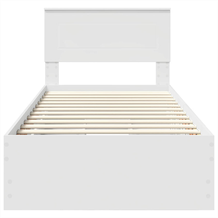 Bedframe met lade met hoofdeinde Wit 90 x 200 cm Ingenieurshout