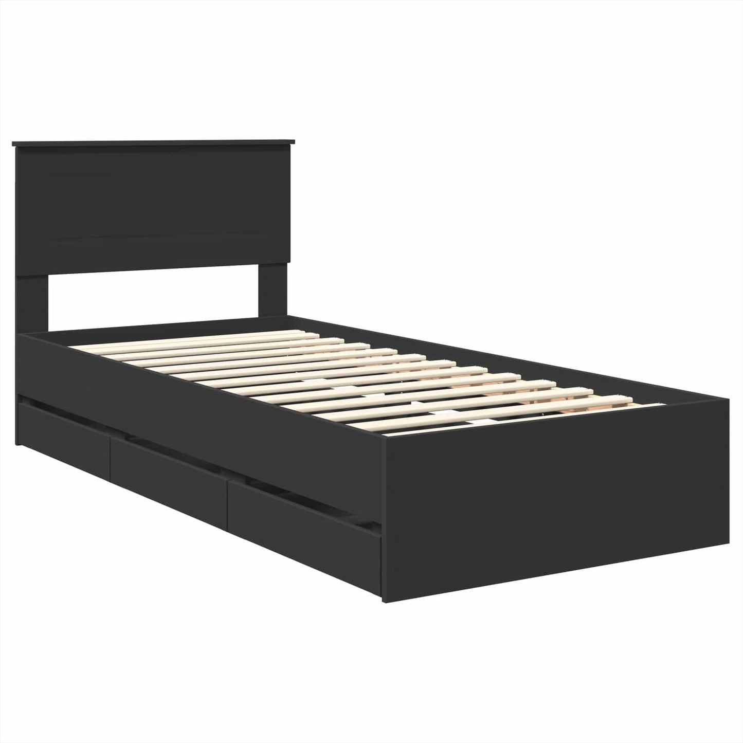 Bedframe met lade met opslag Zwart 90 x 200 cm Ingenieurshout