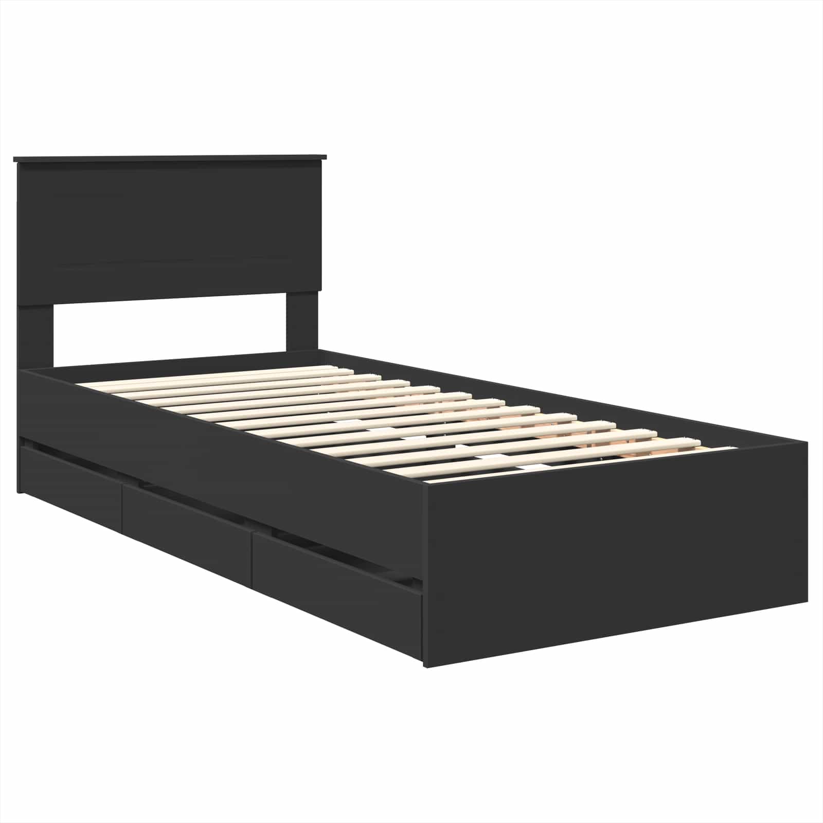 Bedframe met lade met opslag Zwart 90 x 200 cm Ingenieurshout