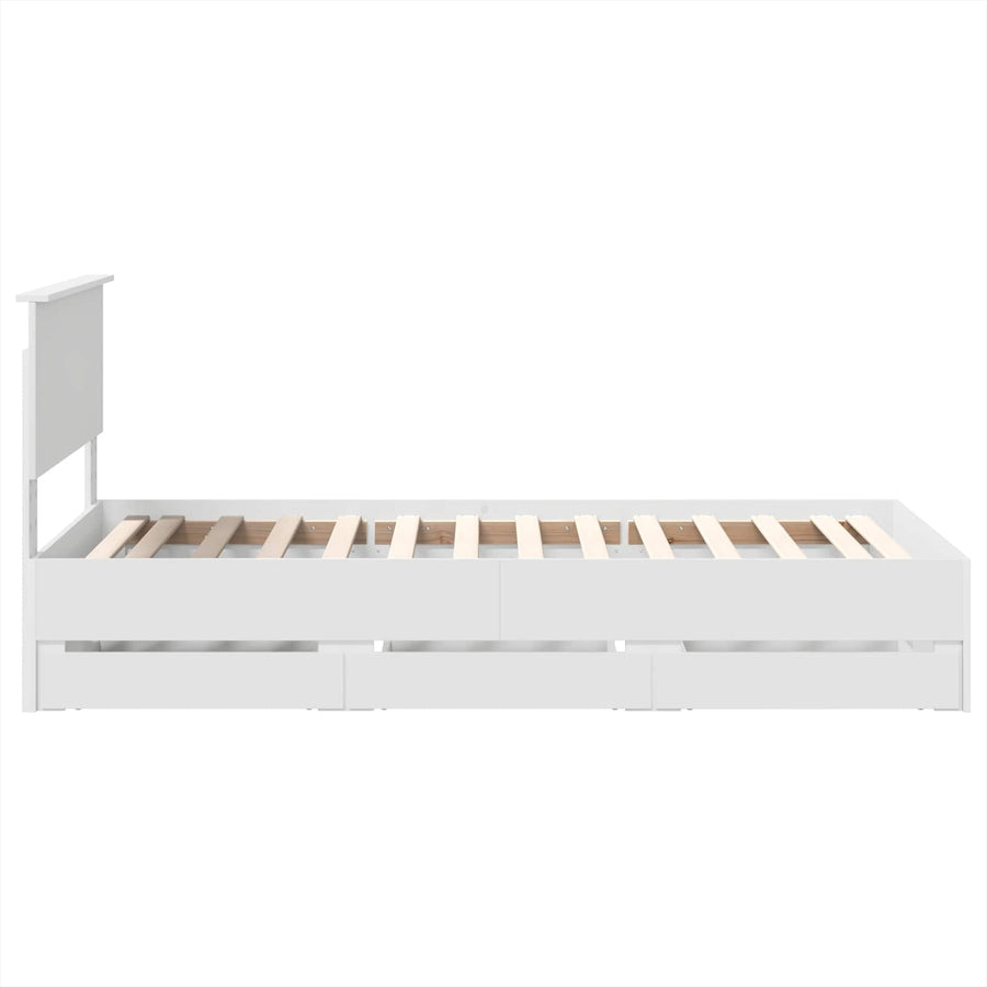 Bedframe met lade met hoofdeinde Wit 75 x 190 cm Ingenieurshout