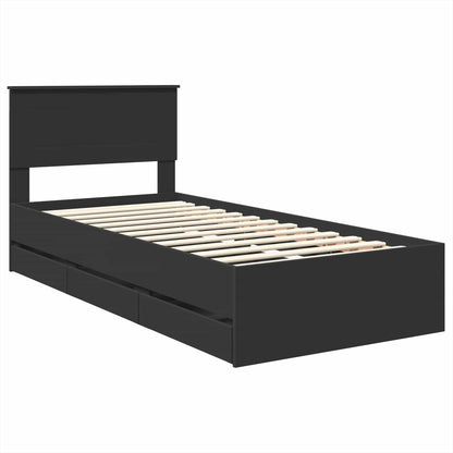 Bedframe met lade met opslag Zwart 75 x 190 cm Ingenieurshout