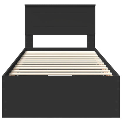 Bedframe met lade met opslag Zwart 75 x 190 cm Ingenieurshout