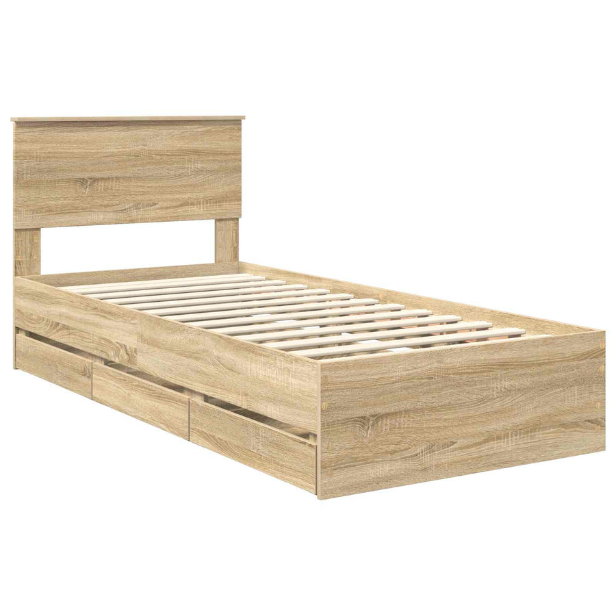Bedframe met lade Sonoma Eiken 75 x 190 cm Ingenieurshout