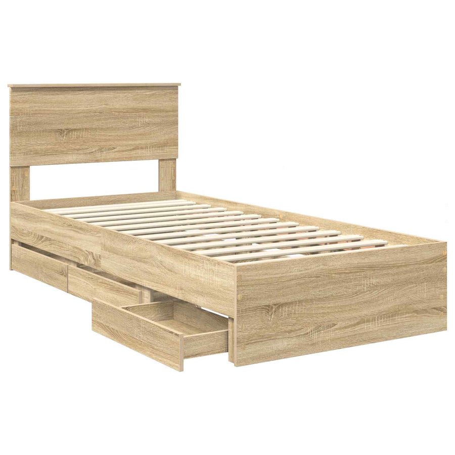 Bedframe met lade Sonoma Eiken 75 x 190 cm Ingenieurshout