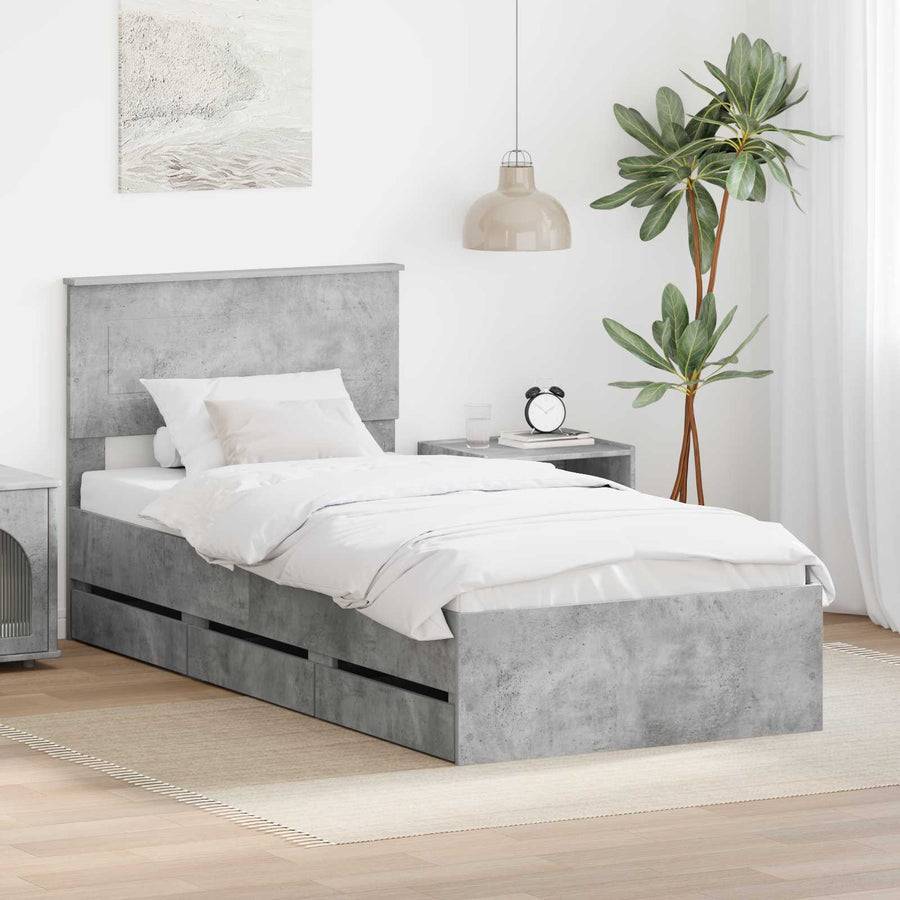 Bedframe met lade Beton Grijs 75 x 190 cm Ingenieurshout