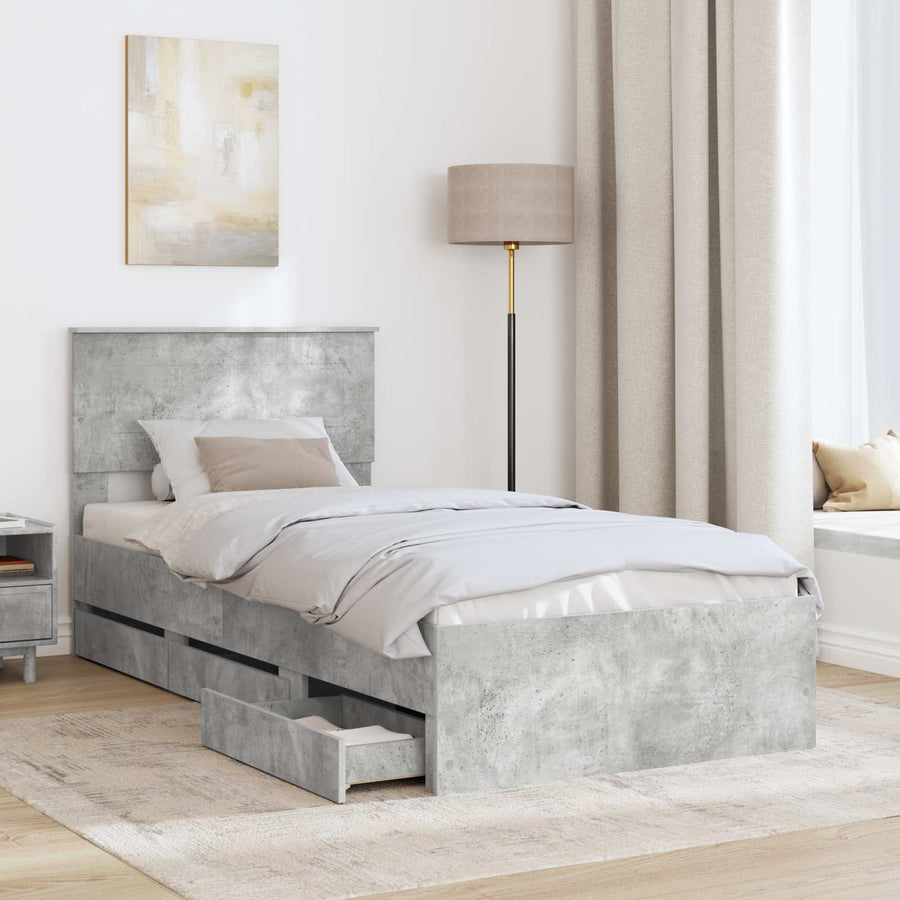 Bedframe met lade Beton Grijs 75 x 190 cm Ingenieurshout