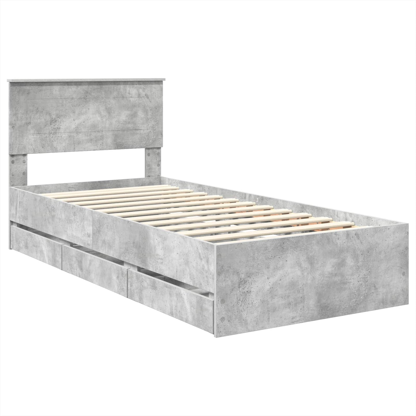 Bedframe met lade Beton Grijs 75 x 190 cm Ingenieurshout