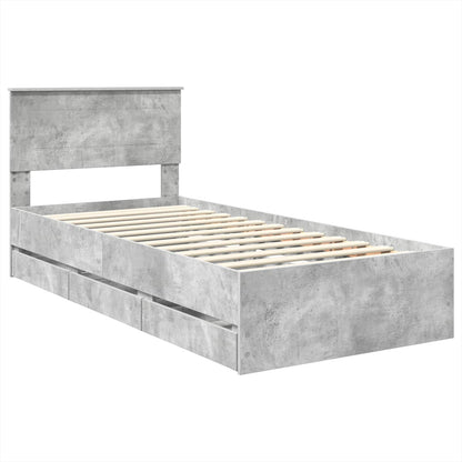 Bedframe met lade Beton Grijs 75 x 190 cm Ingenieurshout
