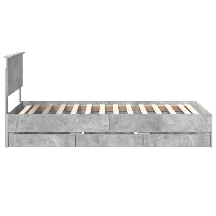 Bedframe met lade Beton Grijs 75 x 190 cm Ingenieurshout