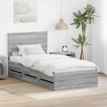 Bedframe met lade 75x190 cm grijs ingenieurshout