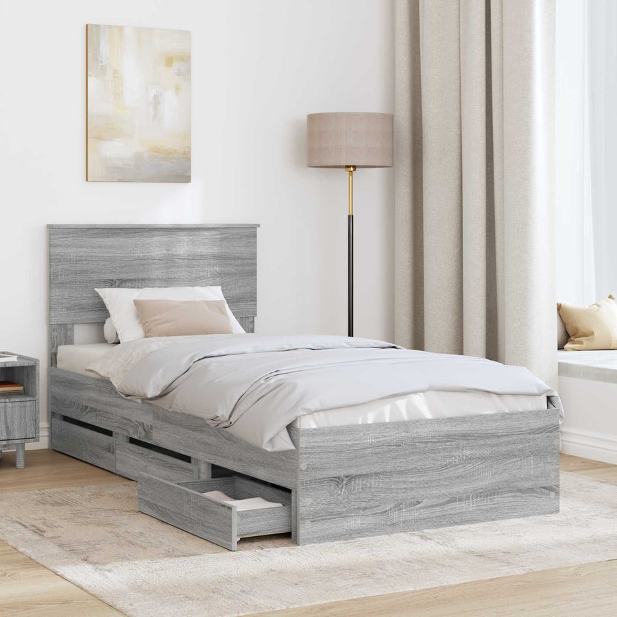 Bedframe met lade Grijs Sonoma 75 x 190 cm Ingenieurshout