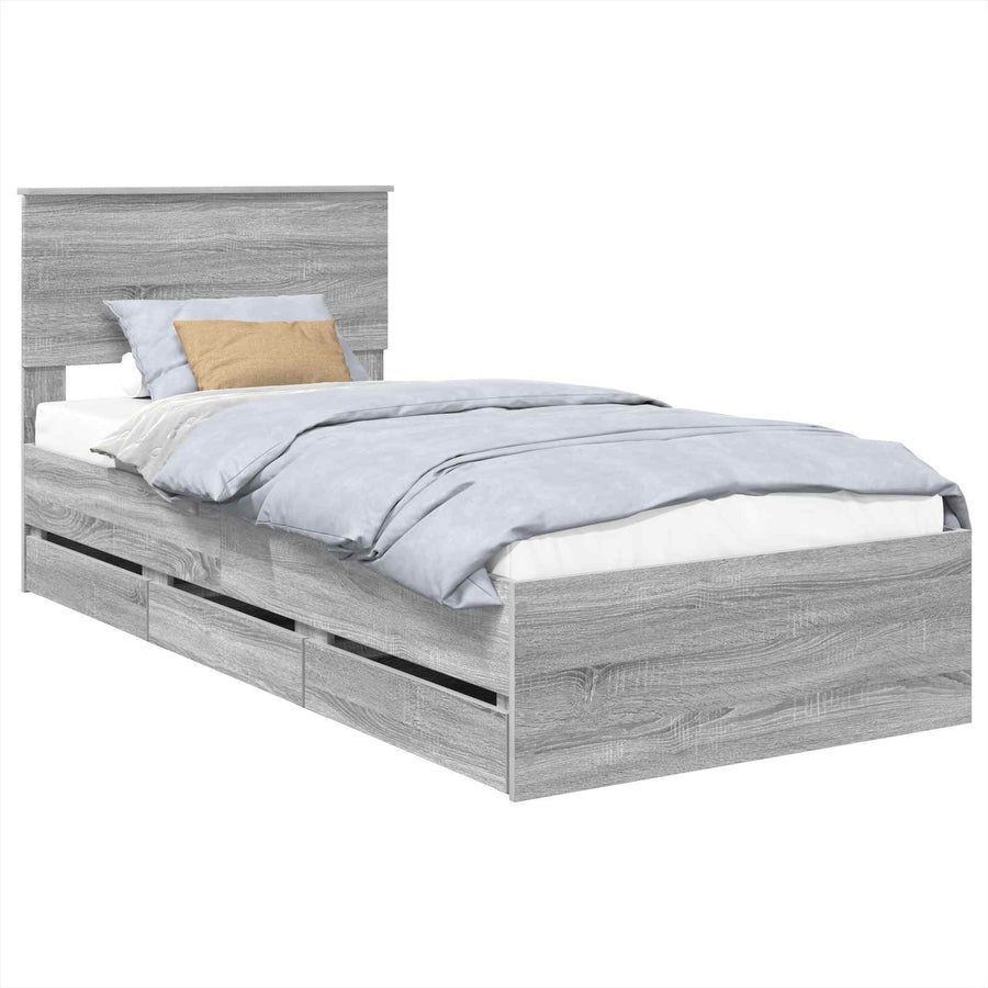 Bedframe met lade Grijs Sonoma 75 x 190 cm Ingenieurshout