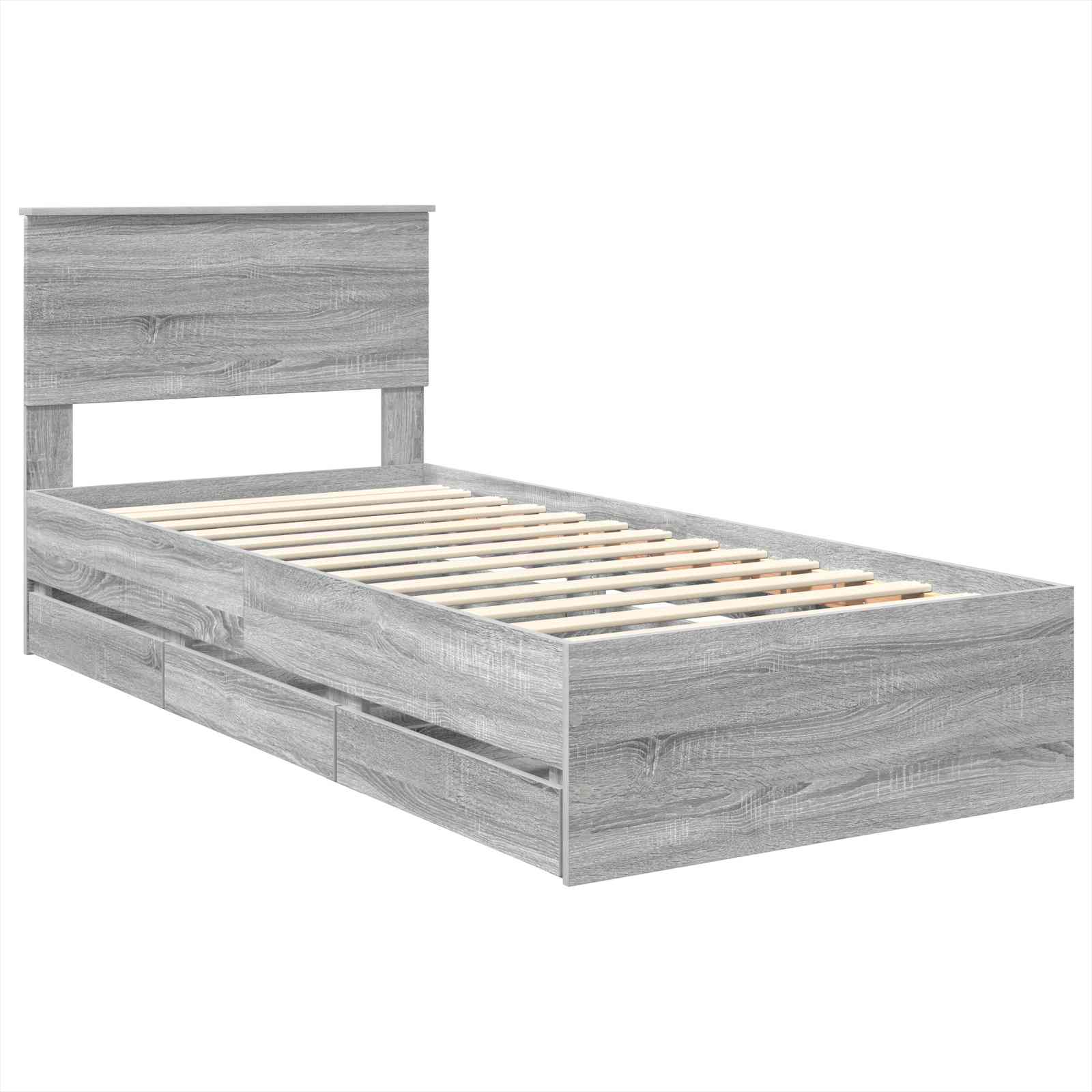 Bedframe met lade Grijs Sonoma 75 x 190 cm Ingenieurshout