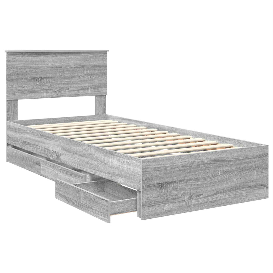 Bedframe met lade Grijs Sonoma 75 x 190 cm Ingenieurshout