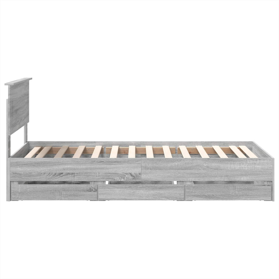 Bedframe met lade Grijs Sonoma 75 x 190 cm Ingenieurshout