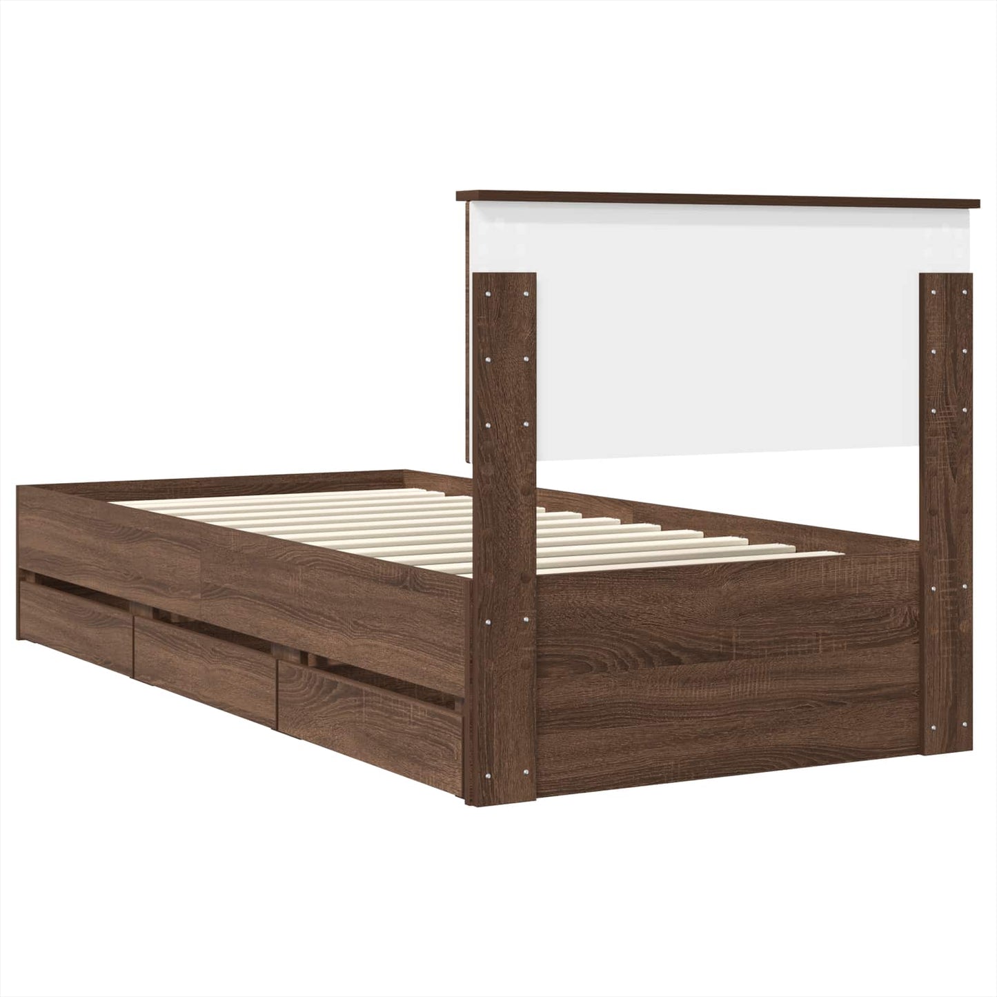 Bedframe met lade Bruin Eiken 75 x 190 cm Ingenieurshout