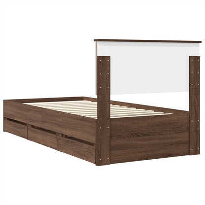 Bedframe met lade Bruin Eiken 75 x 190 cm Ingenieurshout