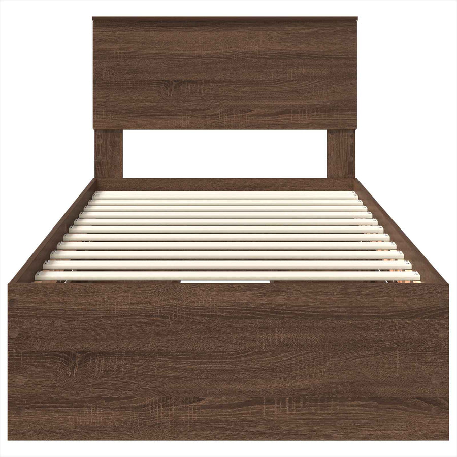 Bedframe met lade Bruin Eiken 75 x 190 cm Ingenieurshout