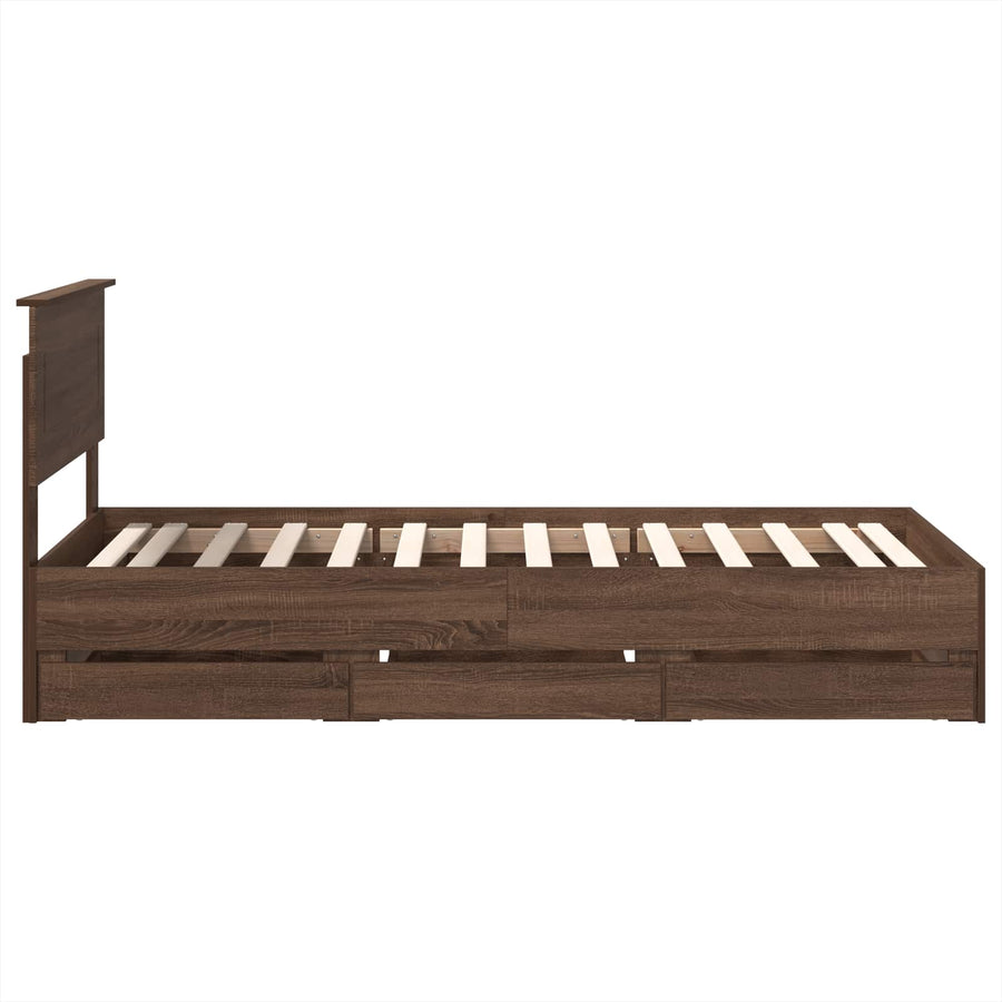 Bedframe met lade Bruin Eiken 75 x 190 cm Ingenieurshout
