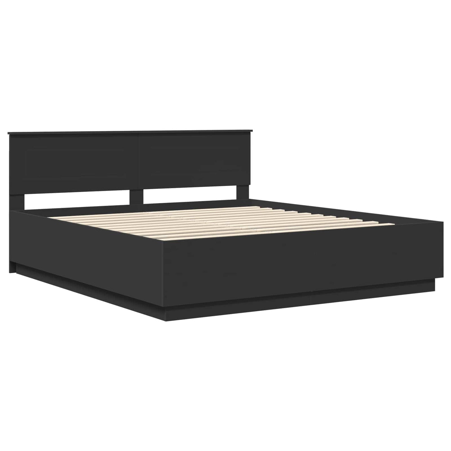 Bedframe met LED-striplichten Zwart 200 x 200 cm Bewerkt hout