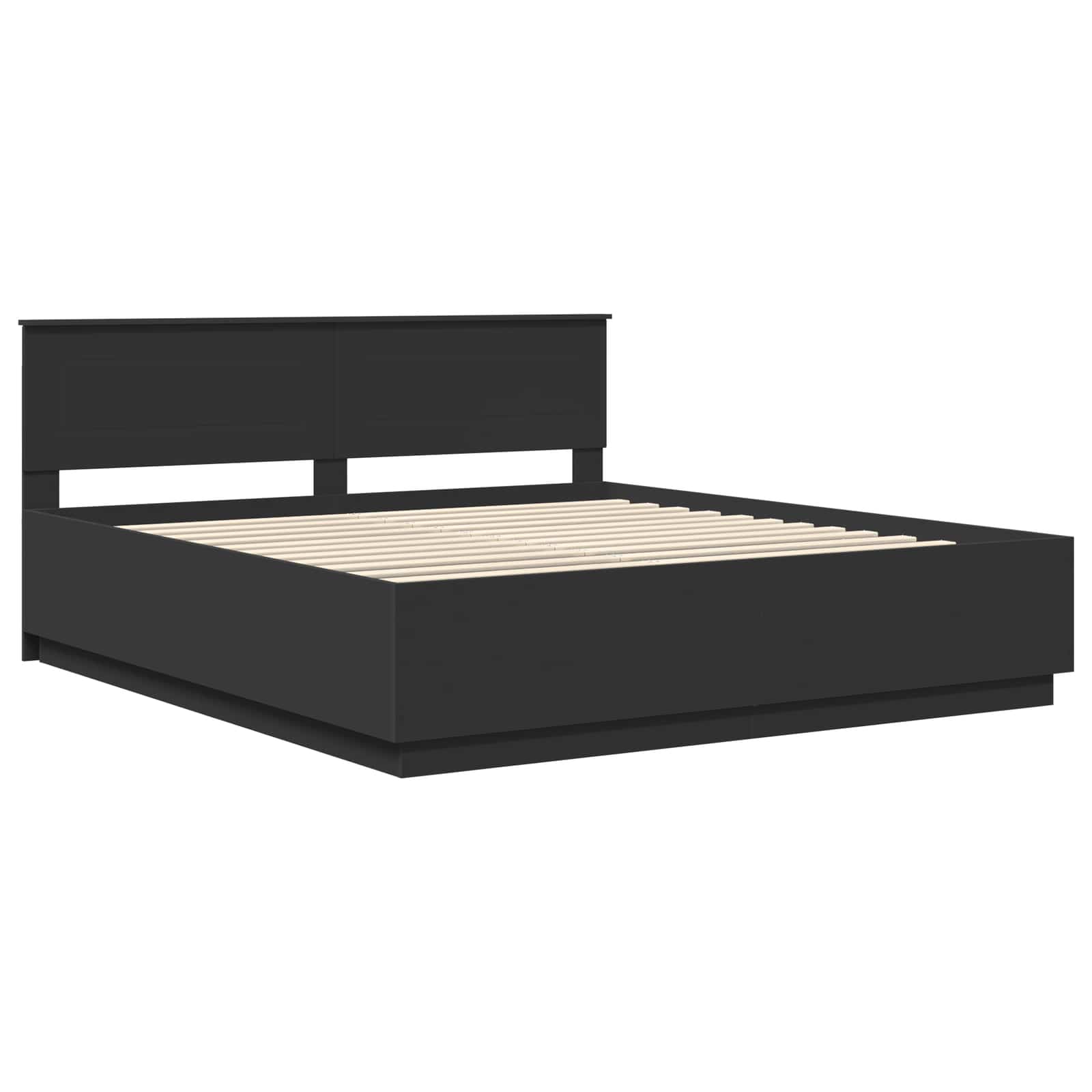 Bedframe met LED-striplichten Zwart 200 x 200 cm Bewerkt hout