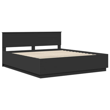 Bedframe met LED-striplichten Zwart 200 x 200 cm Bewerkt hout