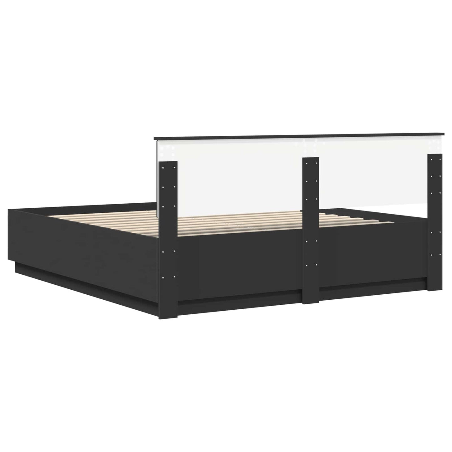 Bedframe met LED-striplichten Zwart 200 x 200 cm Bewerkt hout