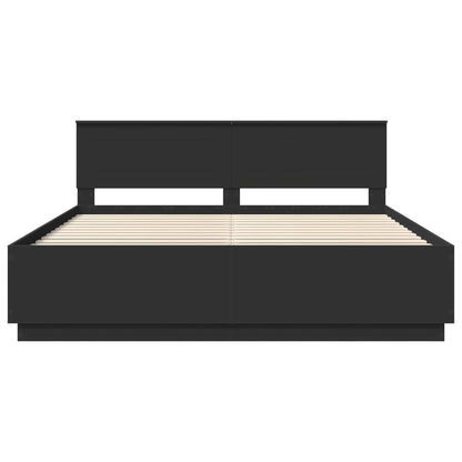 Bedframe met LED-striplichten Zwart 200 x 200 cm Bewerkt hout