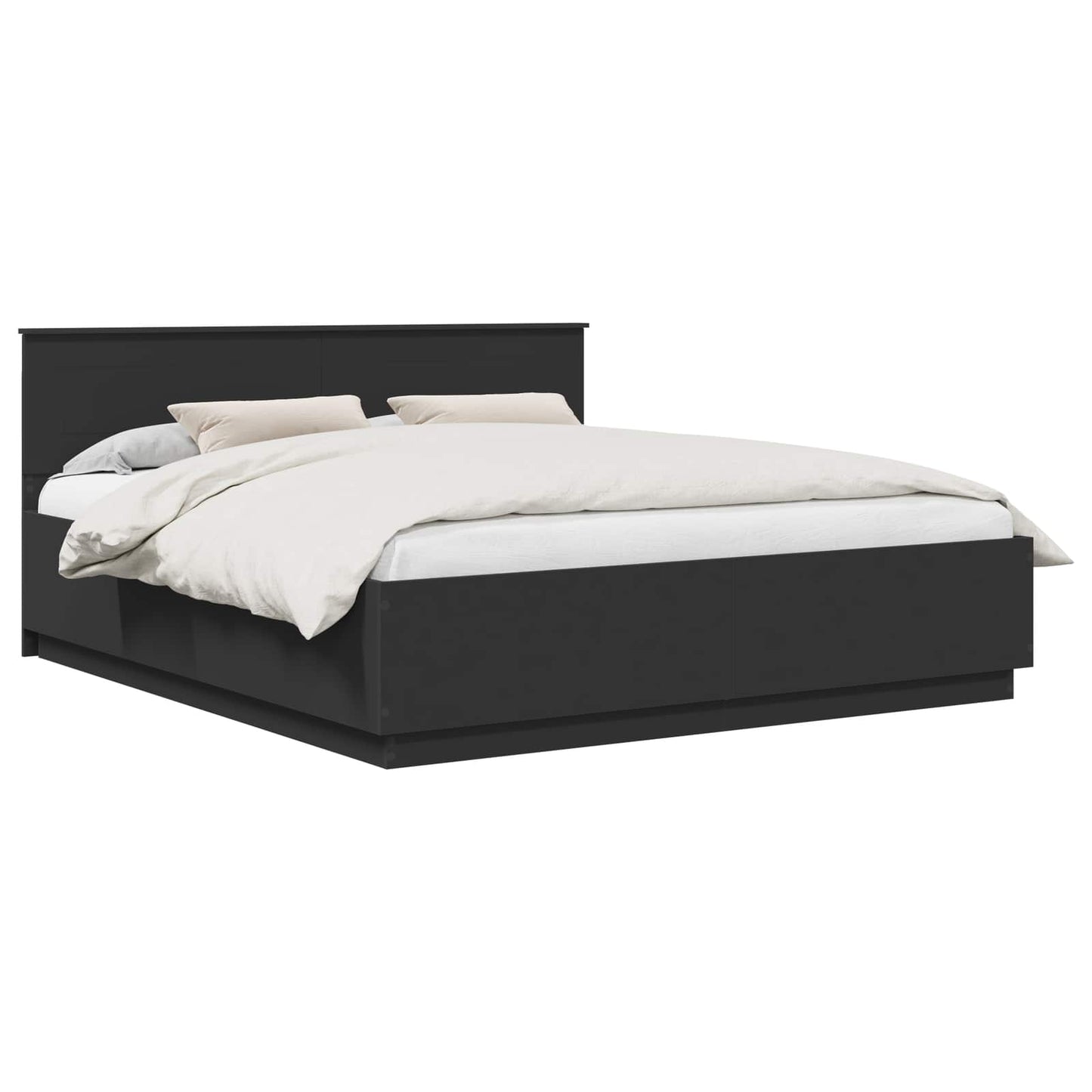 Bedframe met LED-striplichten Zwart 200 x 200 cm Bewerkt hout