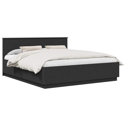 Bedframe met LED-striplichten Zwart 200 x 200 cm Bewerkt hout