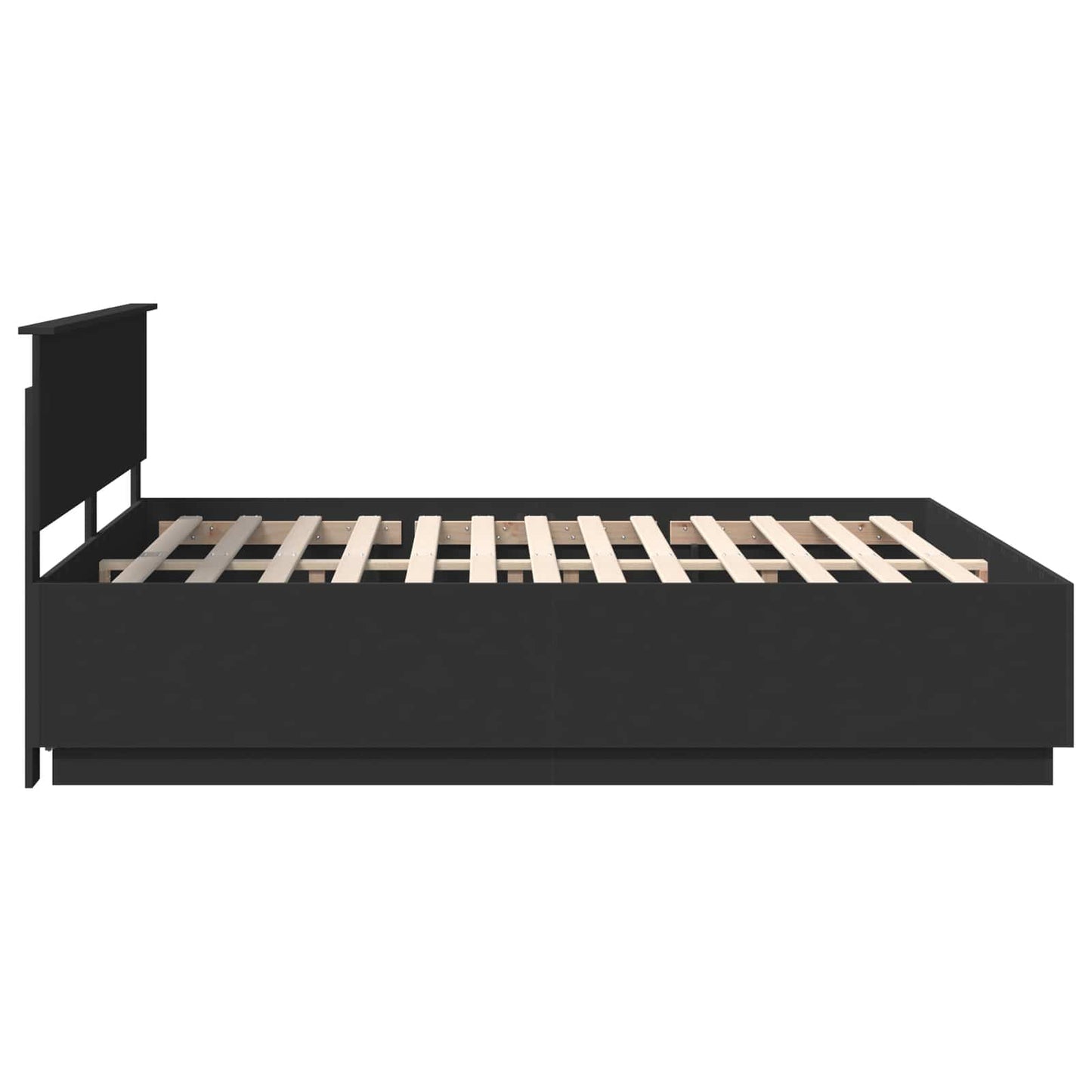 Bedframe met LED-striplichten Zwart 200 x 200 cm Bewerkt hout