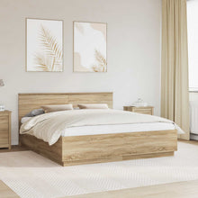 Bedframe met hoofdeinde Sonoma Eiken 200 x 200 cm Bewerkt hout