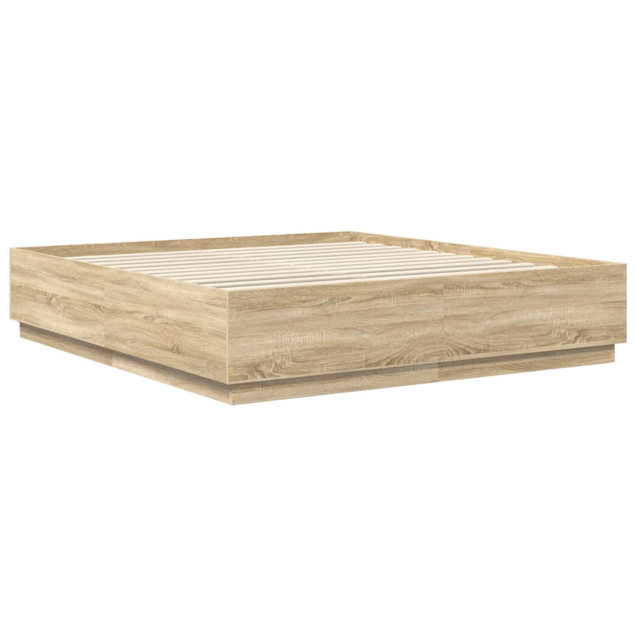 Bedframe met hoofdeinde Sonoma Eiken 200 x 200 cm Bewerkt hout