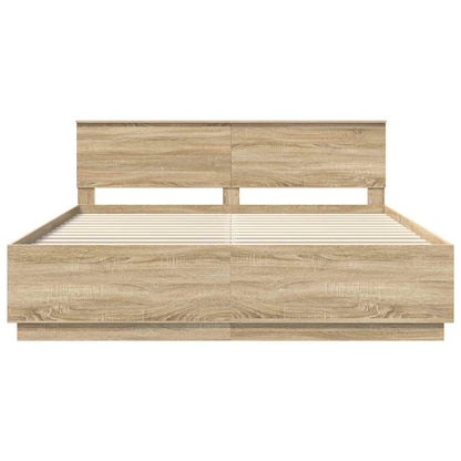 Bedframe met hoofdeinde Sonoma Eiken 200 x 200 cm Bewerkt hout