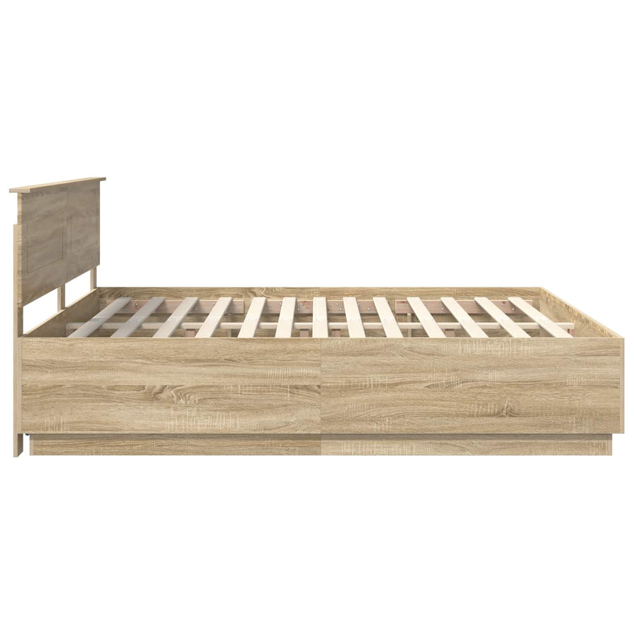 Bedframe met hoofdeinde Sonoma Eiken 200 x 200 cm Bewerkt hout
