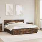 Bedframe gerookt eiken 200 x 200 cm bewerkt hout