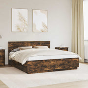 Bed frame with headboard Smoked oak 200 x 200 cm Engineered wood