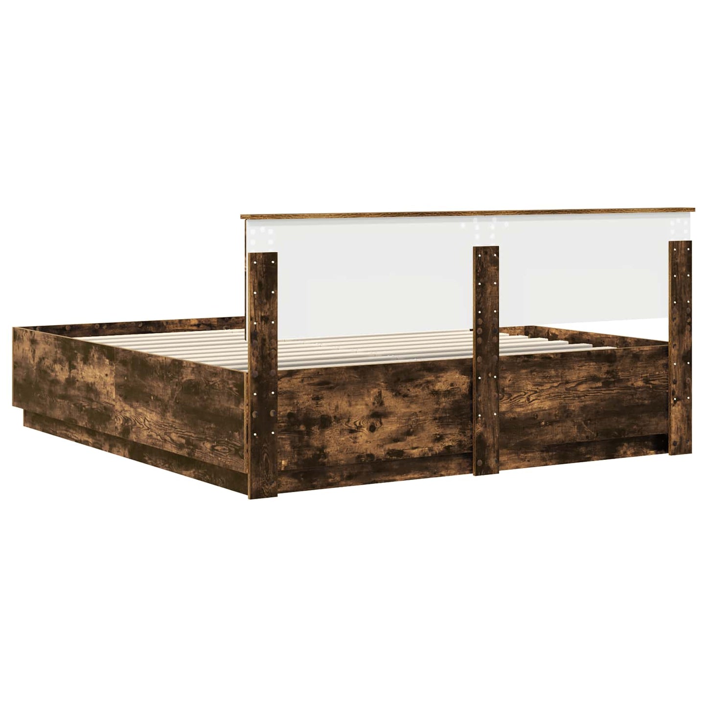 Bedframe met hoofdeinde Gerookt eiken 200 x 200 cm Bewerkt hout