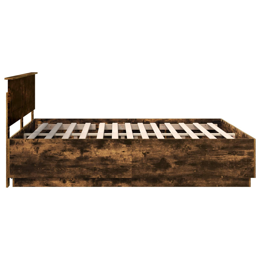 Bedframe met hoofdeinde Gerookt eiken 200 x 200 cm Bewerkt hout