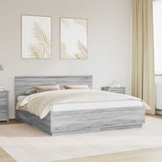 Bed Frame with Headboard Gray Sonoma 200 x 200 cm Engineered Wood
